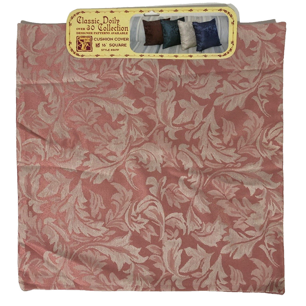 Pink Pillow Cushion Covers Zip Floral 16” Square Pink Cream Brocade Set of Four - Picture 10 of 13